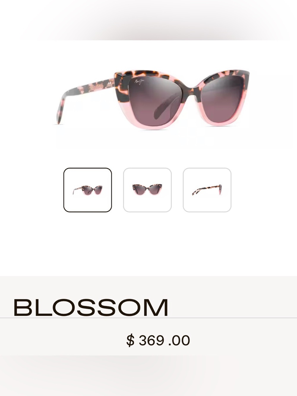 Maui Jim Blossom Pink Tortoiseshell Cat-Eye Sunglasses